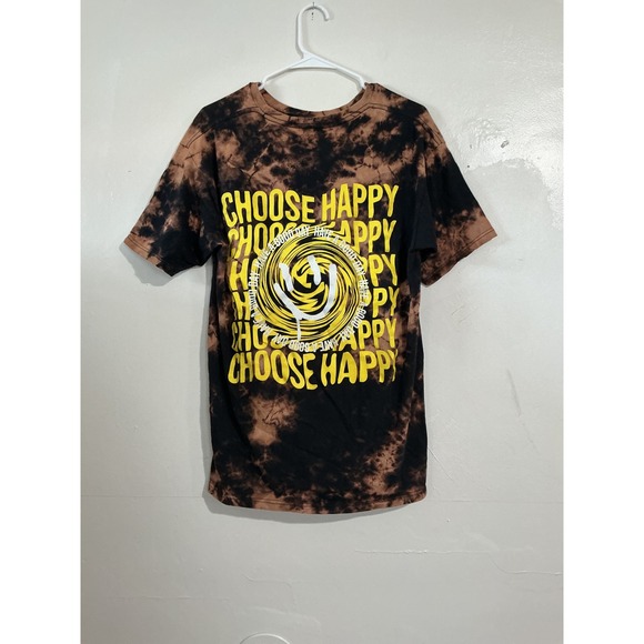 CHEMISTRY Mens Tie Dye Smiley Face Graphic T Shirt Black Orange Size Lg unisex - Picture 4 of 5